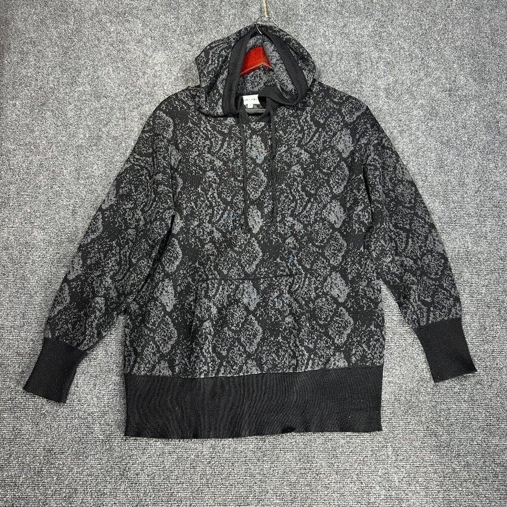 John + Jenn Sweater Womens Small Black Hooded Long Sleeve Rib Cuffs Pocket